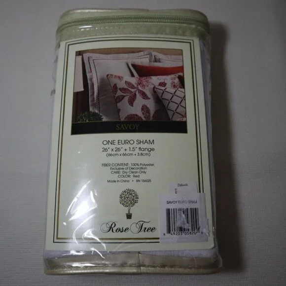 NWT NEW ROSE TREE EURO Sham Savoy Polyester Red MSRP: $79 - Picture 2 of 8
